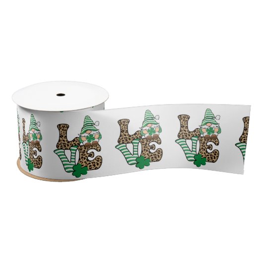 Lucky Love Gnome St. Patrick's Day Satijnen Lint (Spoel)