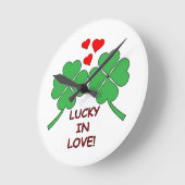 Lucky Love Hearts Clover Ronde Klok (Hoek)
