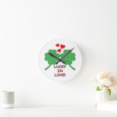 Lucky Love Hearts Clover Ronde Klok (Huis)