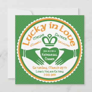 Lucky Love Irish Claddagh Wedding Rehearsal Dinner Kaart