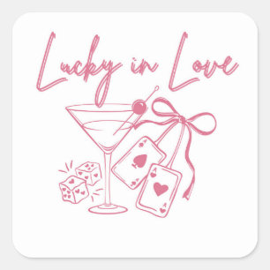 Lucky Love Vegas Casino Meisjes-van-het-jaar Bruid Vierkante Sticker