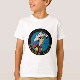Lucky Luke cartoon cowboy in cirkelontwerp T-shirt