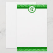 Lucky Mahjong Symbol - Donkergroen Briefpapier (Voorkant / Achterkant)