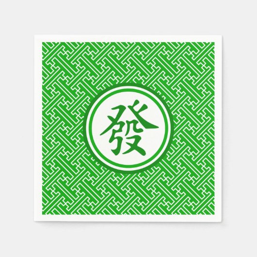 Lucky Mahjong Symbol - Donkergroen Servet (Voorkant)