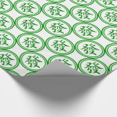 Lucky Mahjong Symbol - groen en wit Cadeaupapier (Hoek)