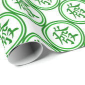 Lucky Mahjong Symbol - groen en wit Cadeaupapier (Rol Hoek)