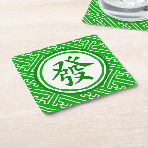 Lucky Mahjong Symbol Kartonnen Onderzetters