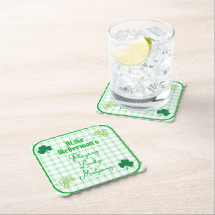 Lucky Mahjong-waterverf-sjablonen spelen  Kartonnen Onderzetters