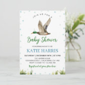 Lucky Mallard Duck Baby shower Invitation Kaart (Staand voorkant)