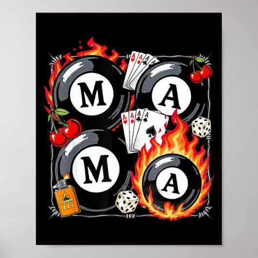 Lucky Mama Billiard 8 Cherry Mother's Day Mom Life Poster (Voorkant)