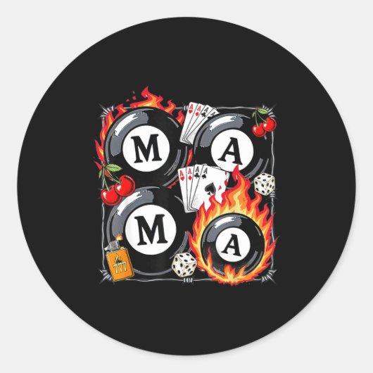 Lucky Mama Billiard 8 Cherry Mother's Day Mom Life Ronde Sticker (Voorkant)