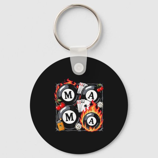 Lucky Mama Billiard 8 Cherry Mother's Day Mom Life Sleutelhanger (Voorkant)