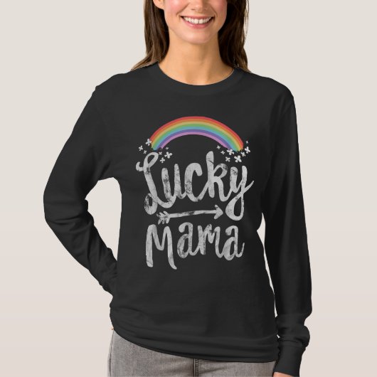 Lucky Mama Family St Patricks Day Mam Moederdag T-shirt (Voorkant)
