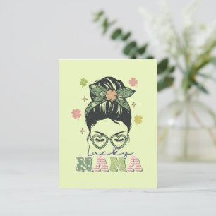 Lucky Mama - Messy Bun - Clover St. Patrick's Briefkaart