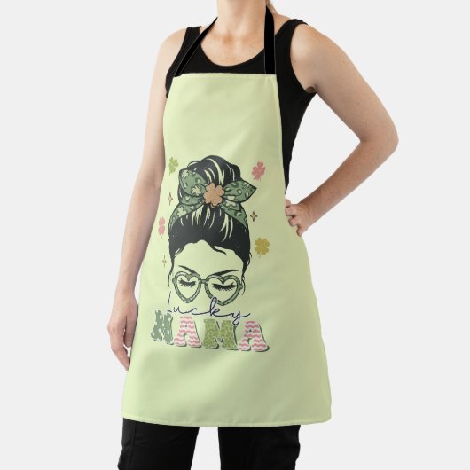 Lucky Mama - Messy Bun - Clover St. Patrick's Schort (Insitu)