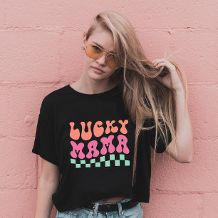 Lucky MAMA, retro lettertypografie T-shirt