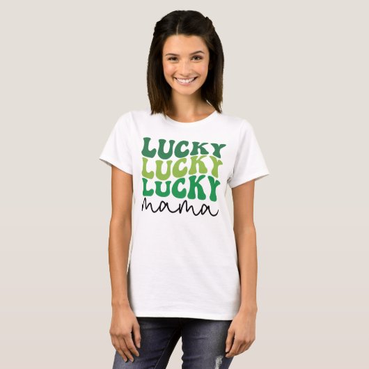 Lucky Mama Retro St. Patrick's Day T-shirt (Voorkant volledig)