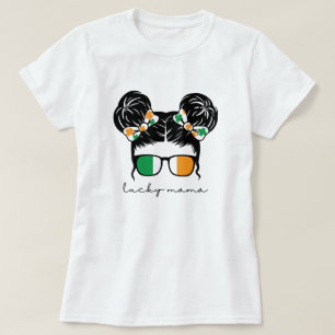 Lucky Mama Rommelige Knot Met Klaver St. Patrick's T-shirt