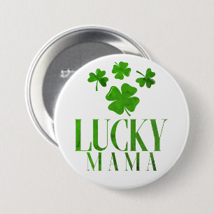 Lucky Mama Shamrock Knop – Leuk voor St. Patrick's Ronde Button 7,6 Cm