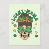 Lucky Mama Skelet met Klavers en Hoefijzers Briefkaart (Voorkant)