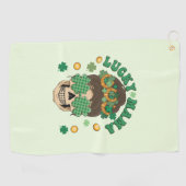 Lucky Mama Skelet met Klavers en Hoefijzers Golfhanddoek (Horizontaal)