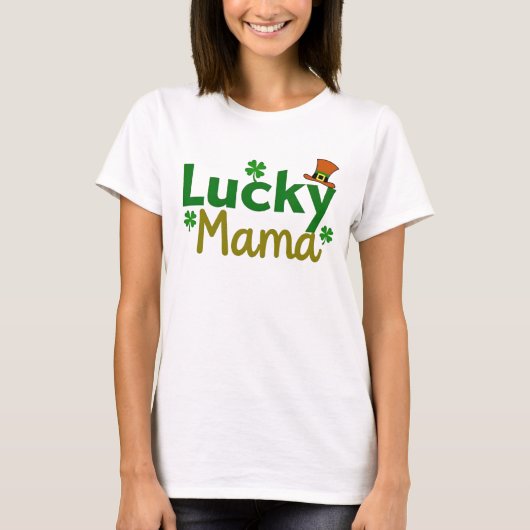 Lucky Mama St. Patrick's Day Schattige Shamrock Mo T-shirt (Voorkant)