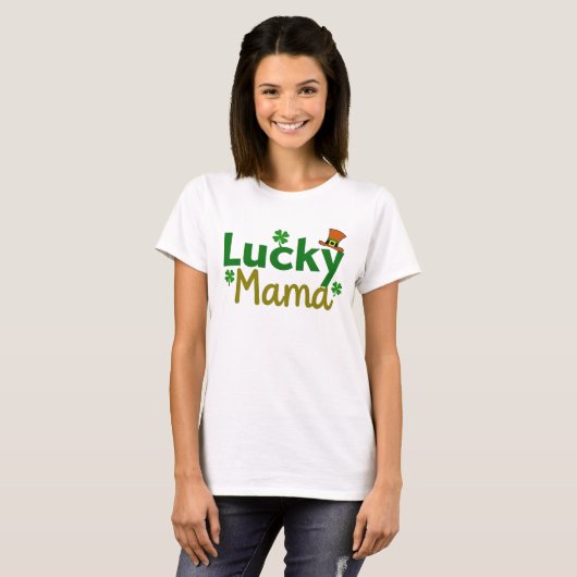 Lucky Mama St. Patrick's Day Schattige Shamrock Mo T-shirt (Voorkant volledig)