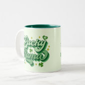 Lucky Mama St Patrick's Day Tweekleurige Koffiemok (Voorkant links)