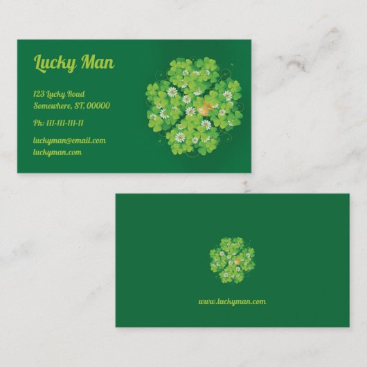 Lucky Man | Goudklaver Visitekaartje (Voorkant / Achterkant)