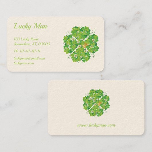 Lucky Man | Goudmuntklaver Visitekaartje (Voorkant / Achterkant)