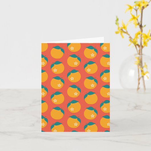 Lucky Mandarin - Oranje Blanco Kaart (Gele Bloem)