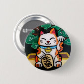 Lucky Maneki Neko Button (Voorkant /achterkant)