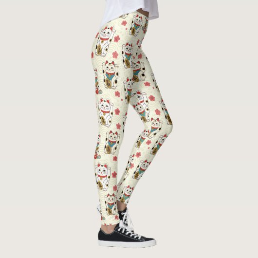 Lucky Maneki Neko Cat Print Leggings (Rechts)