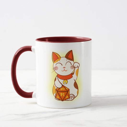 Lucky Maneki Neko D20 Dice Cat Mok (Links)