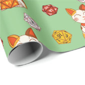 Lucky Maneki-neko Gamer Pattern met D20 Dice Cadeaupapier (Rol Hoek)