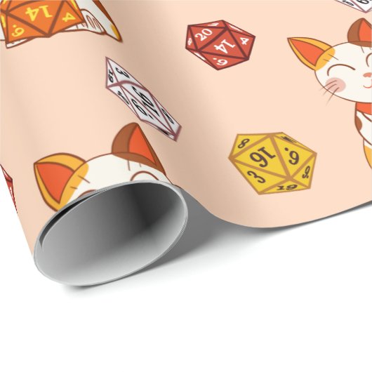 Lucky Maneki-neko Gamer Pattern met D20 Dice (rood Cadeaupapier (Rol Hoek)