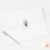 "Lucky Maneki Neko & Japanese Calligraphy Design" Vierkante Sticker (Envelop)