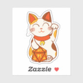 Lucky Maneki Neko RPG Dice Calico Cat Sticker (Vel)