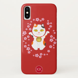 Lucky Maneki-Neko wenkt kat met monogram Case-Mate iPhone Case