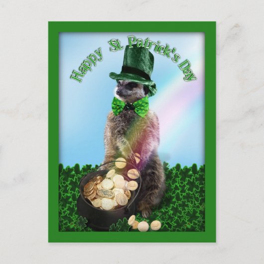 Lucky Meerkat met gouden vlek op Patrick's Day Briefkaart (Voorkant)