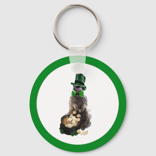 Lucky Meerkat met gouden vlek op Patrick's Day Sleutelhanger (Voorkant)