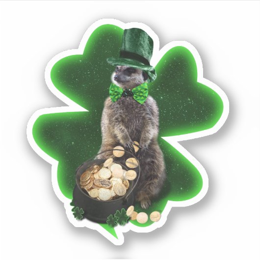 Lucky Meerkat St. Patrick's Day Sticker (Voorkant)