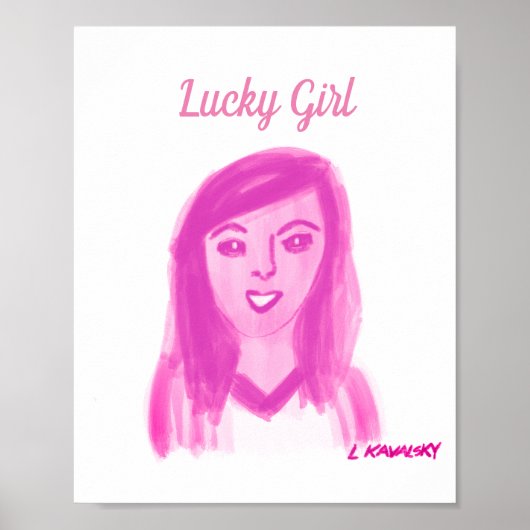 Lucky Meisje Roze Poster (Voorkant)