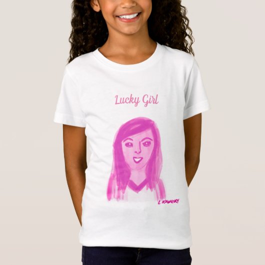  Lucky Meisje Roze T-Shirt (Voorkant)
