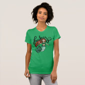 Lucky Mermaid Shamrock Redhead Irish Mermaids T-shirt (Voorkant volledig)