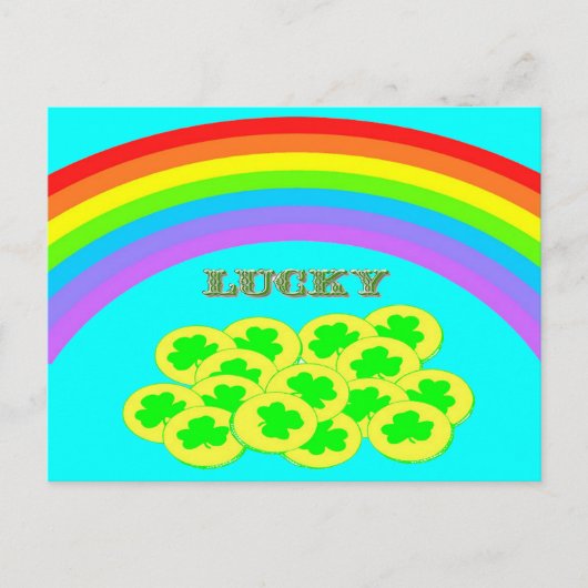 Lucky met Rainbows, Gold en Shamrocks Briefkaart (Voorkant)
