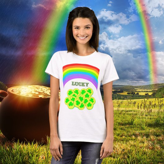 Lucky met Rainbows, Gold en Shamrocks T-Shirt