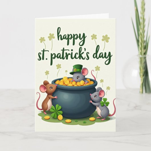 Lucky Mice St. Patrick's Day Kaart (Voorkant)