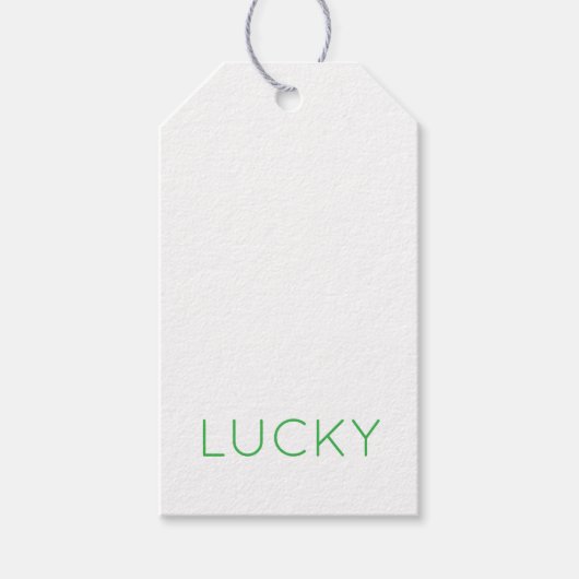 LUCKY Moderne Typografie Shamrocks Ierse Fun Cadeaulabel (Voorkant)