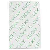 LUCKY Moderne Typografie Shamrocks Ierse Fun Medium Cadeauzakje (Voorkant)